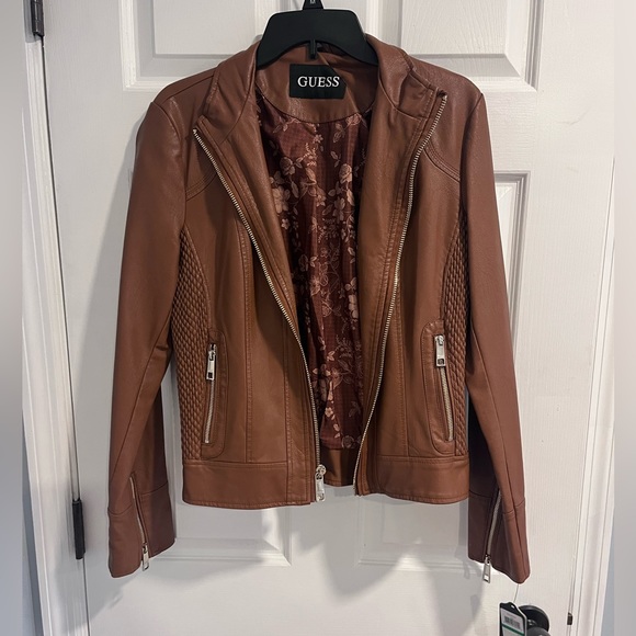 Guess Jackets & Blazers - NWT GUESS Faux Brown Leather Jacket. Size Large.